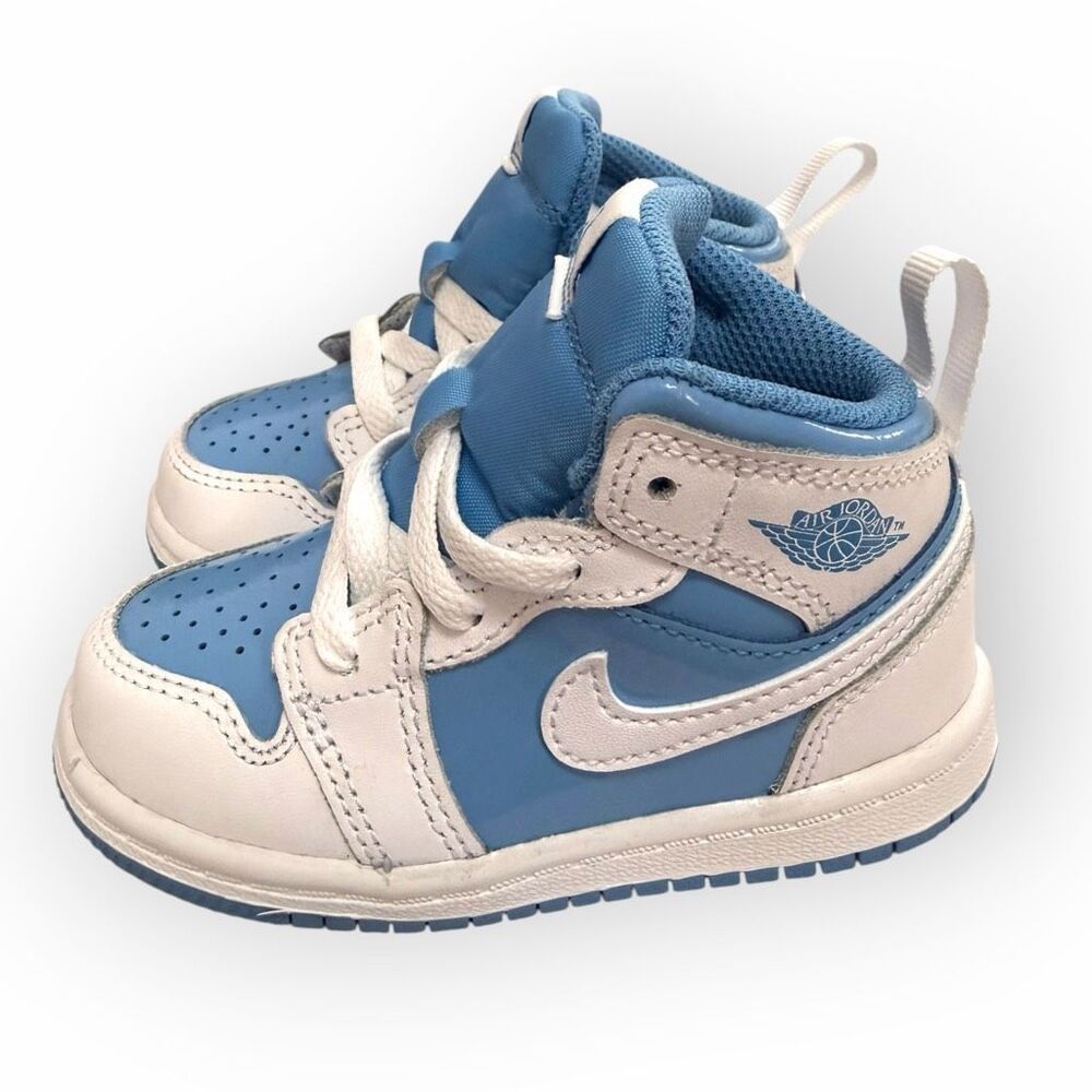 Nike Jordan 1 Mid SE TD Toddler Shoes White Legend Blue UNC FZ3931-114 size 6C